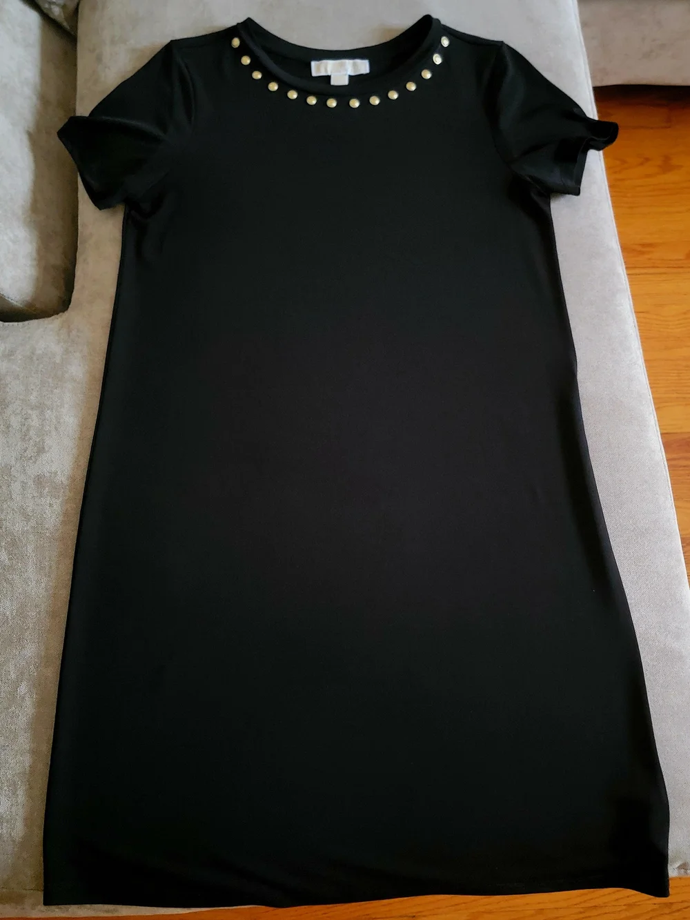 Michael Kors Black Studded Crew Neck Mini Dress - Size S